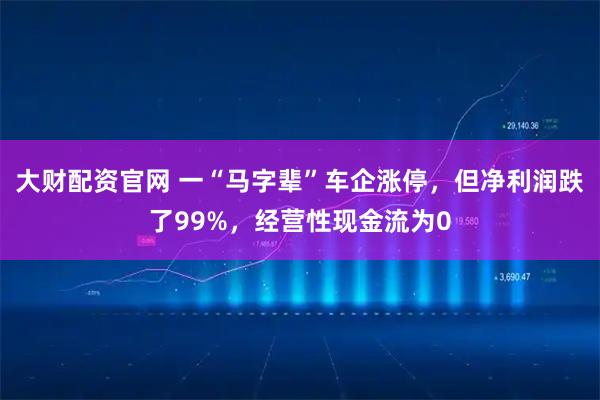 大财配资官网 一“马字辈”车企涨停，但净利润跌了99%，经营性现金流为0